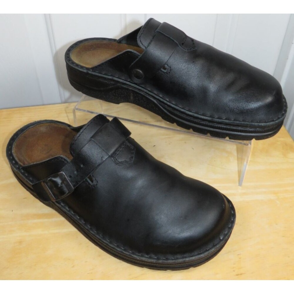 Naot Fiord Men's Slip On Clogs Black Leather Mules EU Size 41/US 8-8.5
